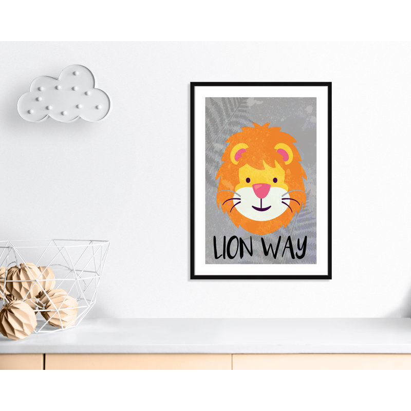 Impression sur papier Lion Way, H 34,5 po x l 24 po x P 1,18 po, Encadré de boîte noir