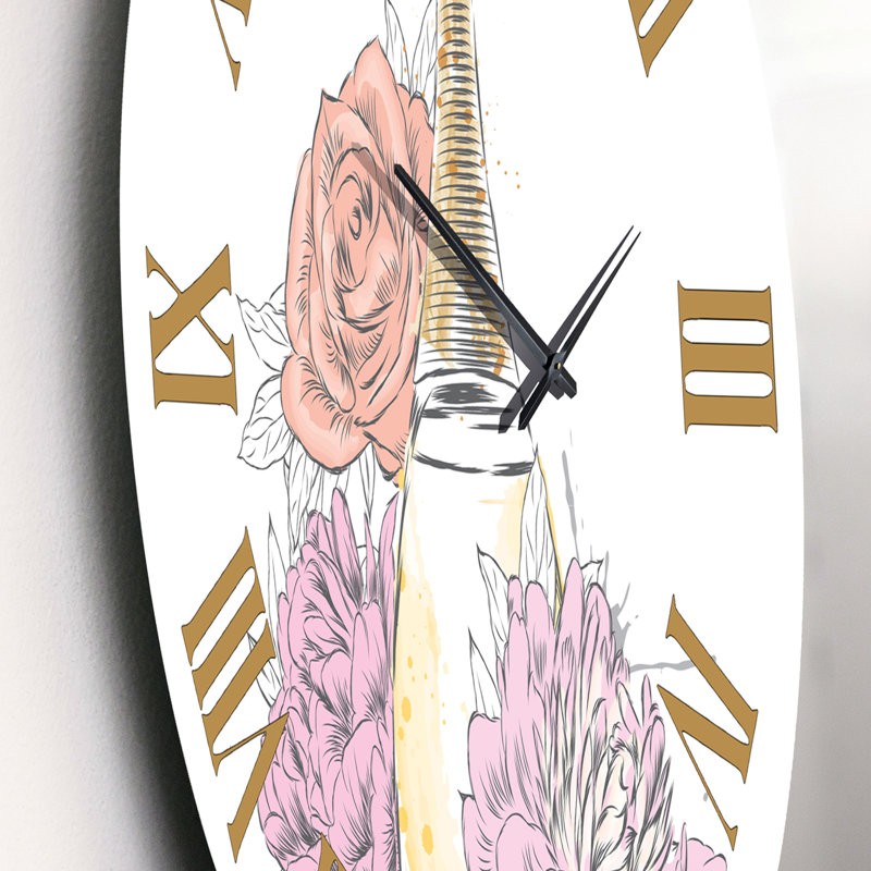 Bouteille de parfum et bouquet de fleurs I - Horloge murale traditionnelle, Petit