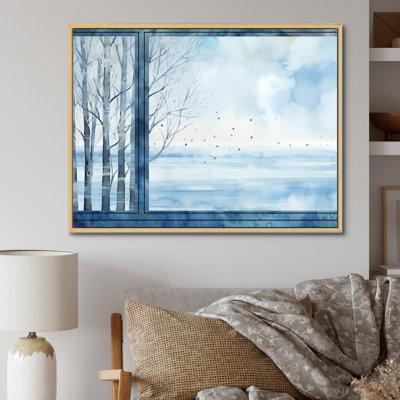 «White and Blue Winter Forest Collage VII - Winter Landscape», art mural