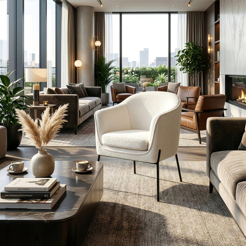 Fauteuil demi-tonneau Bihter, Beige