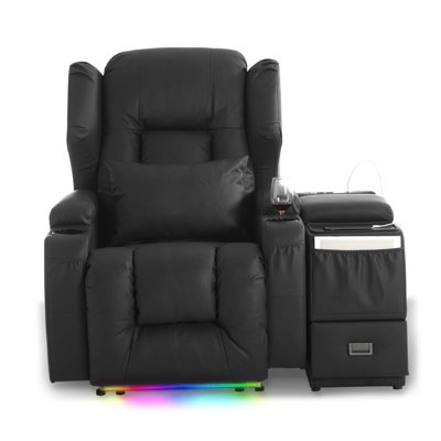 Aguilera Power Recliner Chair with Multi-Functional Console Set, LED Light, Cup Holders, Free Pillows