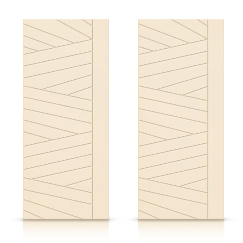 Portes de placard coulissantes à panneaux en bois manufacturé, Beige, 84 po x 84 po