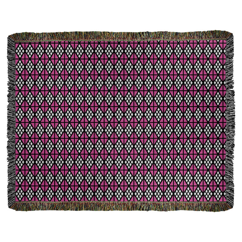 Couverture tissée Katelyn Elizabeth, l 37 po x L 52 po, Noir / Rose