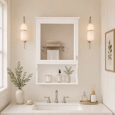 Armoire de salle de bain murale à miroir avec rangement et charnières à fermeture douce