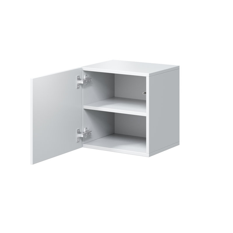 Aagam 40cm W Manufactured Wood Bedside Table, White Gloss