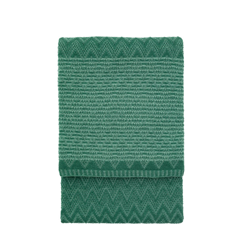 Nalu Knitted Herringbone Throw Apricot 1300x1700mm, Green