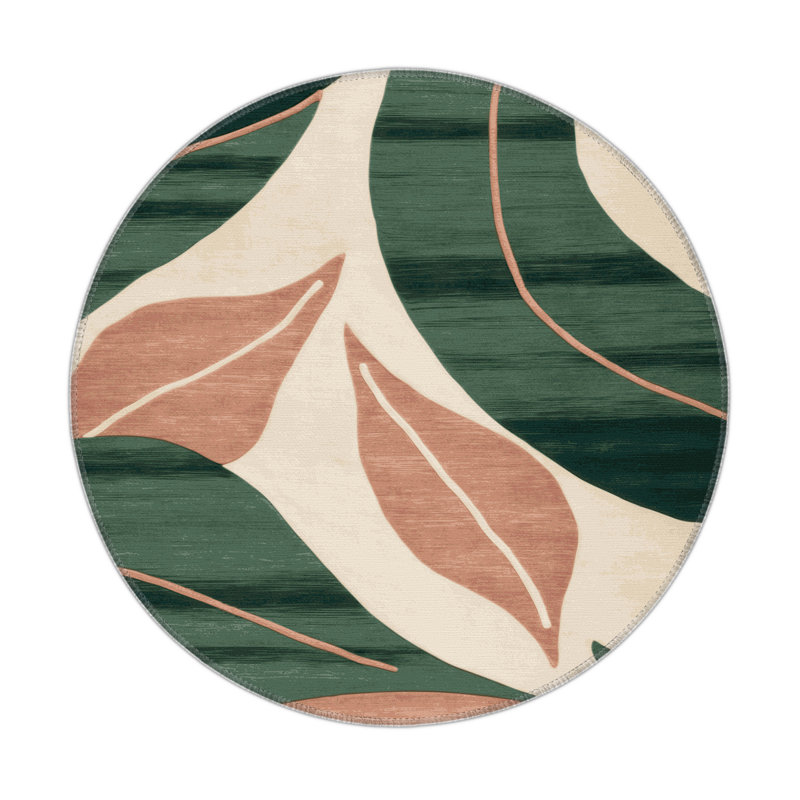 Watercolor Green Indoor and Outdoor Area Rug, Rectangle 5' x 7'