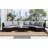5 Pieces All-Weather  PE Rattan Wicker Sofa Set Outdoor Patio Sectional Furniture Set Half-Moon Sofa Set With Tempered Glass Table