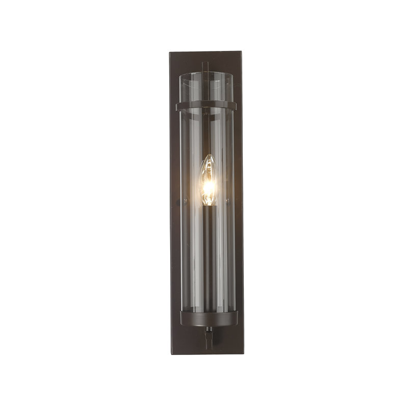 Hazlett 1 Light Black Candle Wall Sconce With Glass Shade