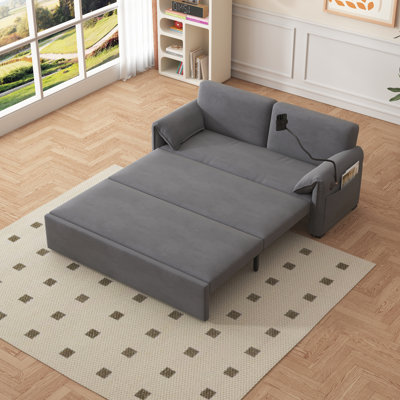 Modern Sofa63-Inch Large Folding Sofa Bed Multifunctional Double Sofa Bed, Three Modes Switch, Suitable  Sitting, Lying And Sleeping, Suitable  Living Room, Bedroom, Apartment, Office,Gray