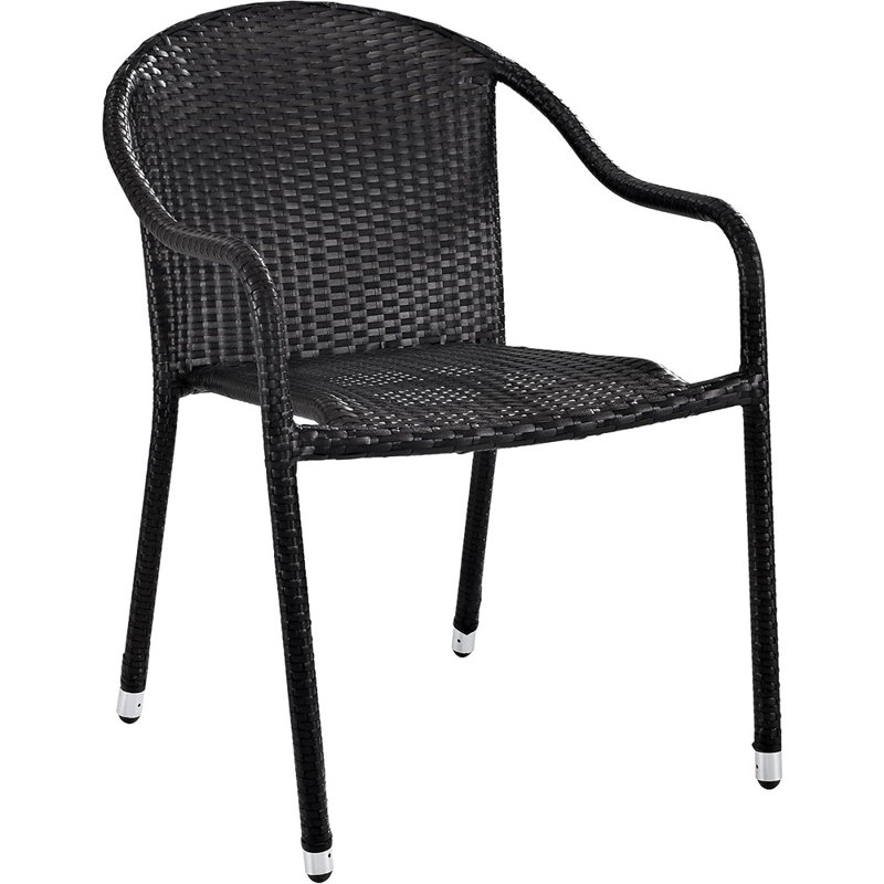Ensemble de chaises d'extérieur empilables 4 pièces, chaises de patio en osier pour la salle à manger, véranda, brun
