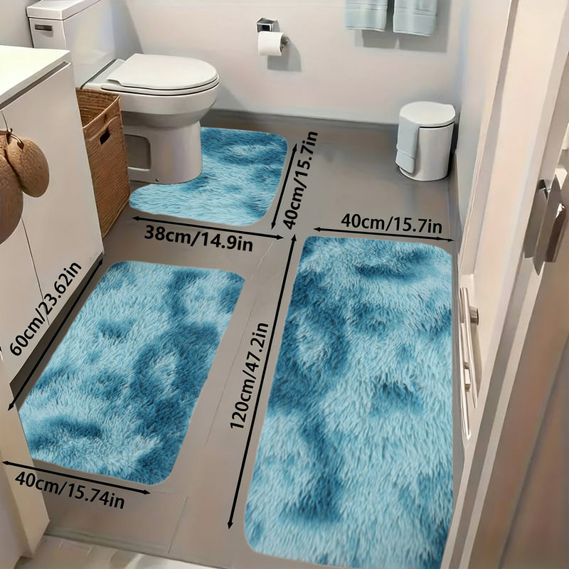 Ensemble de tapis de salle de bain 3 pièces, Bleu