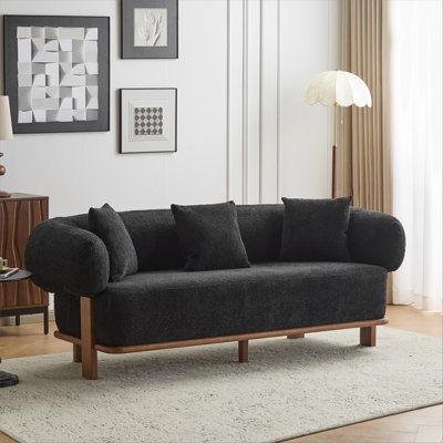 Round Arm Curved Sofa-Black