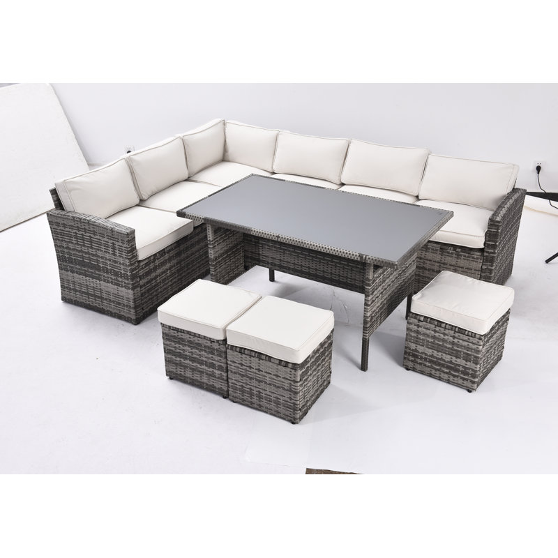 Ensemble de mobilier d'extérieur polyvalent pour le divertissement toutes saisons, Blanc