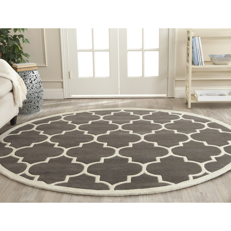 Carolene Hand Tufted Wool Geometric Rug, Round 7'