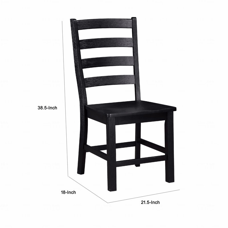 Ensemble de 2 chaises d'appoint en bois noir à dossier échelle