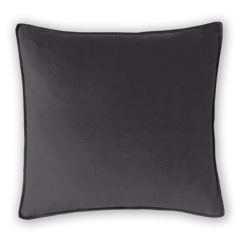 Alla Square Velvet Pillow Cover & Insert, 20" x 20", Charcoal