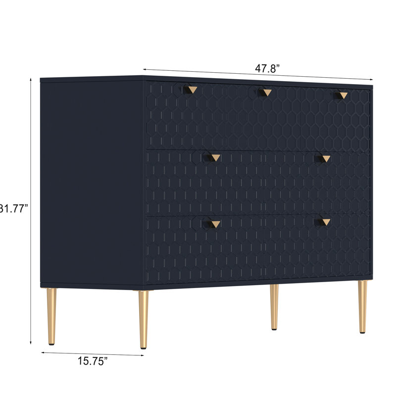 Armoire de rangement moderne en bois avec 7 tiroirs et pieds en métal