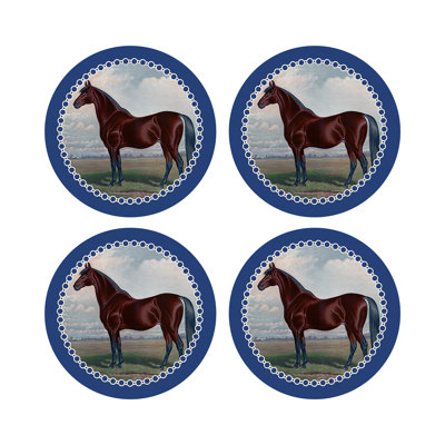 English Thoroghbred Vegan Leather Round Pebble Placemat