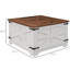 Table basse carrée à plateau rabattable avec rangement caché spacieux, table de style blanc, -