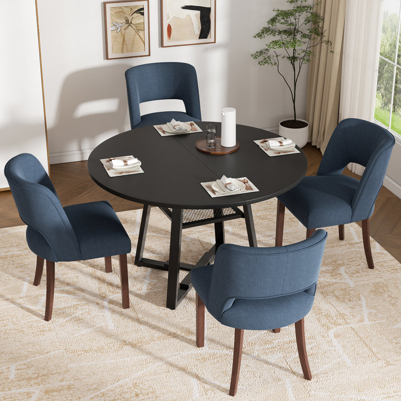 Chaise d'appoint rembourrée en bois massif, Bleu très foncé