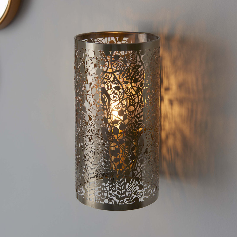 Edie Steel Flush Mounted Sconce, Antique Brass