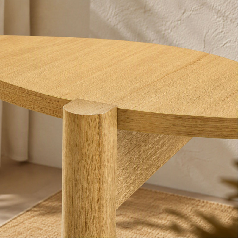 Table basse 1 pièce Natural Finish, H 16,9 po x l 34,4 po x P 34,4 po, Beige