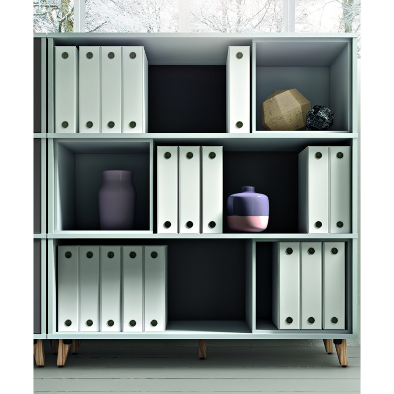 Upshaw 129cm H x 118cm W Standard Bookcase, Black