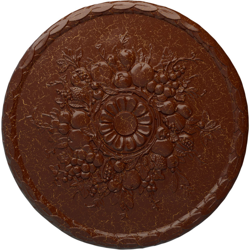 Médaillon de plafond anthracite 22 1/2 po x P 1 1/4 po (convient aux auvents jusqu'à 2 1/8 po), Acajou poli craquelé