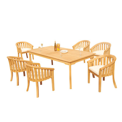 Ensemble de salle à manger rectangulaire en teck pour 6 personnes Cimberly