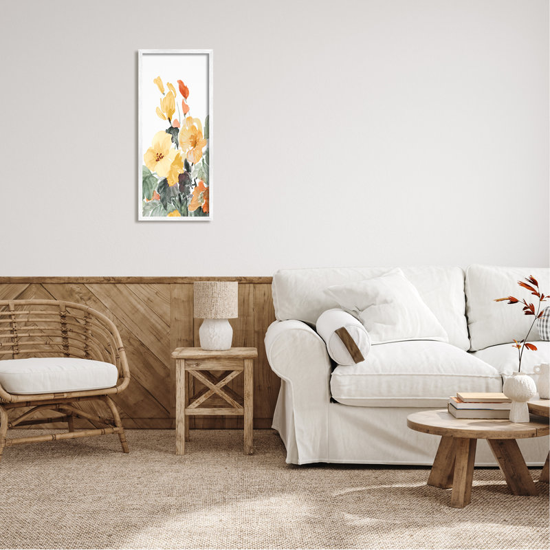 «Yellow Spring Blooms On Wood» par Lanie Loreth, reproduction, H 30 po x l 13 po x P 1,5 po