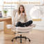 Chaise de bureau ergonomique à jambes croisées avec repose-pieds rétractable et accoudoirs réglables, blanc et noir-237488079
