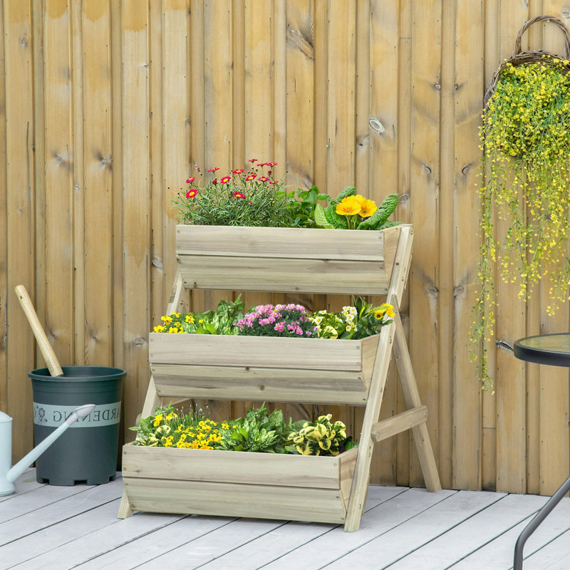 Outsunny Raised Garden Bed, 3 Tier Planter Box Kit, 65 x 75 x 76cm, Green