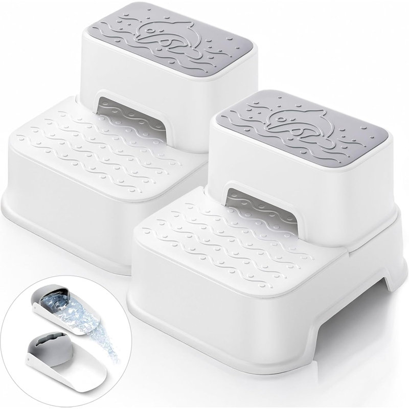 2 Step Toddler Step Stool, Non-Slip Multifunctional Kids Step Stool