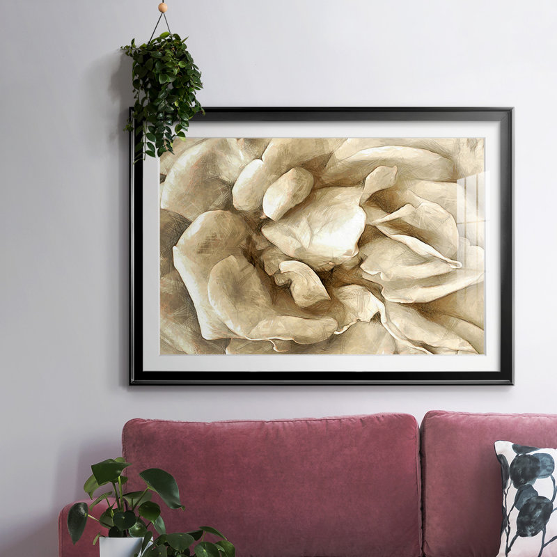 Neutral Wall Flower II, reproduction d'art encadrée, Noir, H 30 po x l 44 po x P 1,5 po