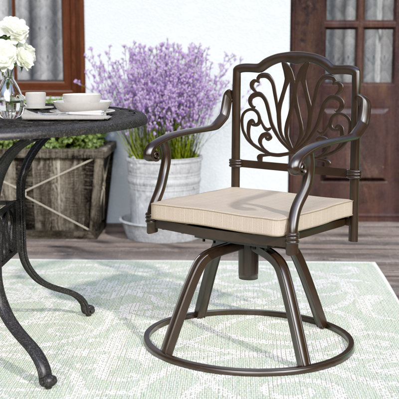Chaise de patio pivotante avec coussin Arrey, Taupe