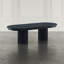 Ensemble de salle à manger à piédestal double 102 po Larson - table noire avec chaises beiges-1054967603-1054967605