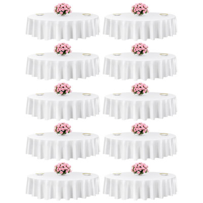 Nappes blanches rondes de 120 pouces de diamètre, résistantes aux taches et aux plis, lavables à la machine, couvertures de table en tissu de polyester pour mariage, fête, banquet, événements formels