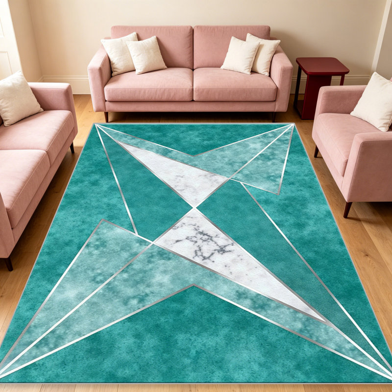 Teal Marble Star area rugs for Living Room, Soft and Comfortable, Suitable for all seasons, easy to maintain, machine washable Indoor floor mat, Under Table Farmhouse suitable for Bedroom, Dining Room, Study, Patio, Balcony, Home Decor