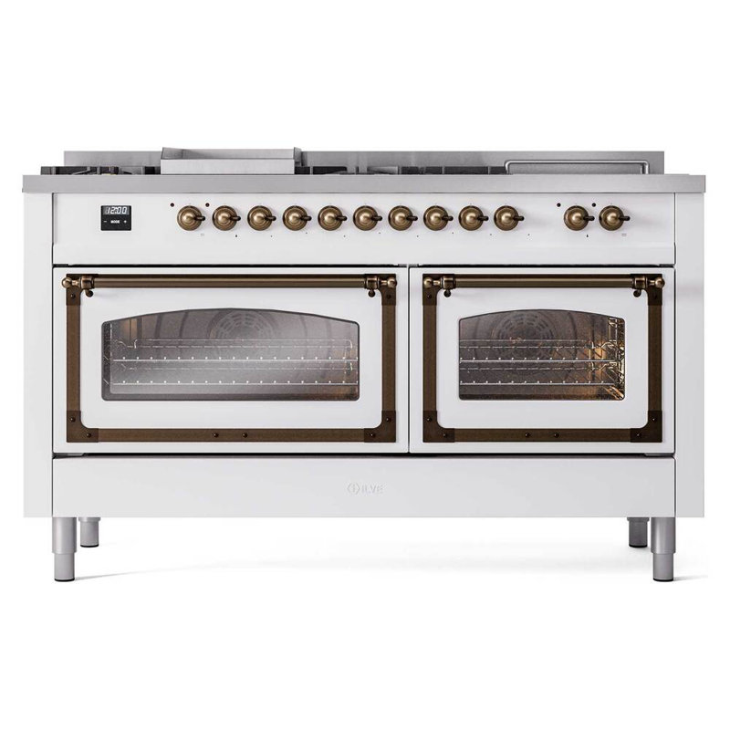 ILVE Nostalgie II Noblesse 60 inch Dual Fuel Range  (7 Sealed Burners + Griddle + French Top, Triple Glass Door, RAL)