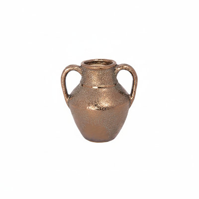 Dorli Ceramic Amphora Vase with Decorative Handles & Lava Texture
