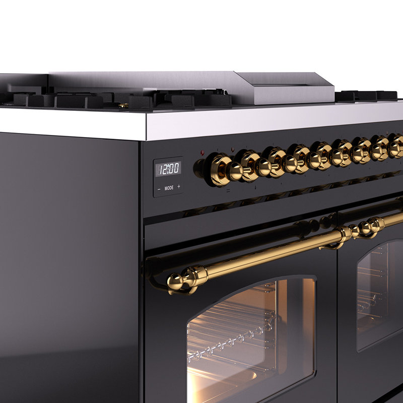 ILVE Nostalgie II Series 40 inch Dual Fuel Range with 6 Sealed Burners, Griddle (Glass Door), Liquid Propane