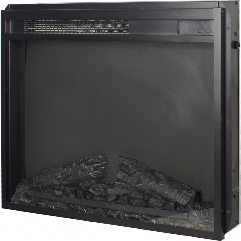 23" Electric Fireplace Insert, Ultra Thin Heater With Log Set And Realistic Flame, Remote Control With Timer, Overheating Protection