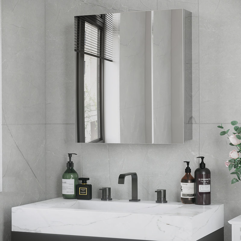 Miroir de salle de bain avec tablettes de rangement, armoire murale de salle de bain