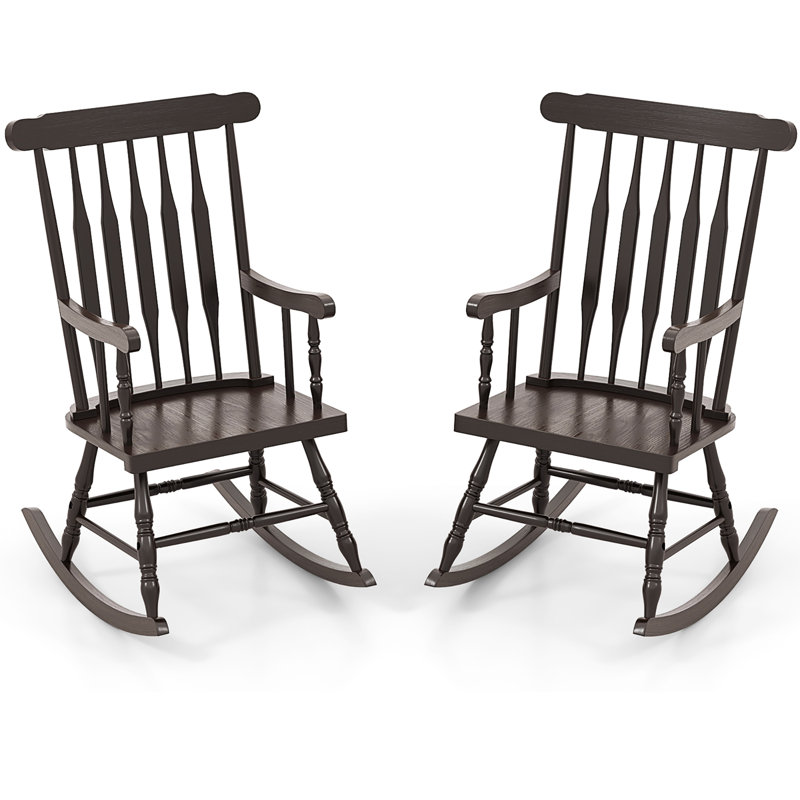 Chaise berçante d'extérieur en bois massif Joffe, Café
