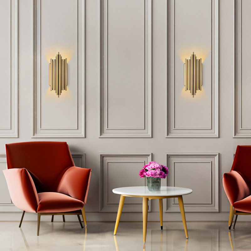 Elegant Gold Wall Lamp, Metal Body, 8.7 x 19.7 x 4.3 inches | E14 Socket, Max 40W | IP20 Rated, Stylish Lighting for Living Room, Bedroom, or Hallway | Modern Design for Home Decor Enhancement