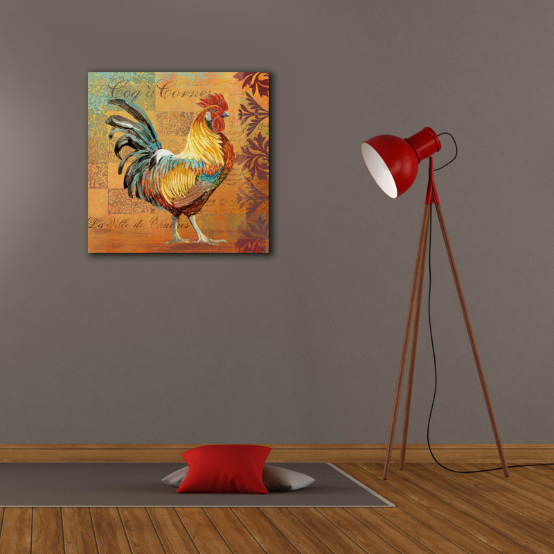 «Coq Motifs 1» par Art Licensing Studio, art mural sur toile, H 26 po x l 26 po x P 1,5 po