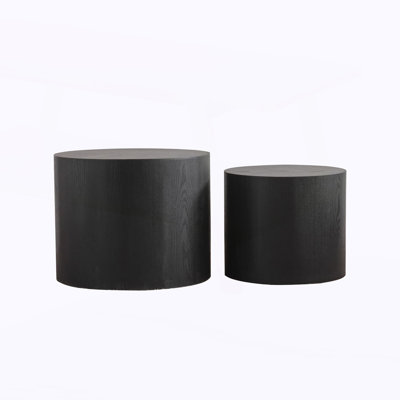 Nesting Coffee Table Set of 2 Round Wooden Coffee Tables Circle Modern Table for Small Space Living Room Bedroom
