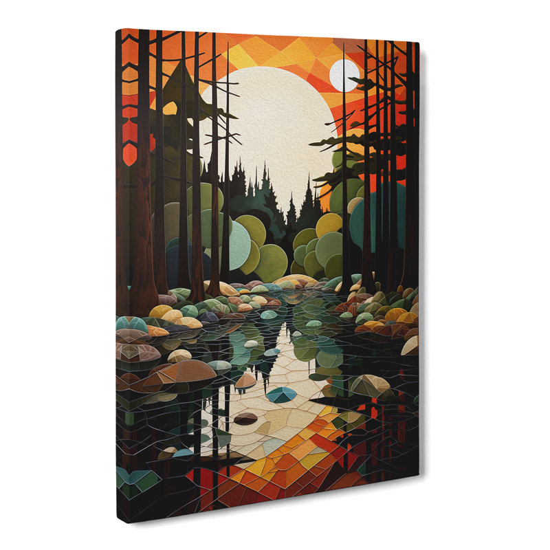 Pond Geometric No.2 - Wrapped Canvas, 76cm H x 50cm W x 3cm D