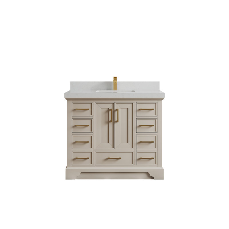 Meuble-lavabo simple 42 po avec plateau Charlotte, Quartz